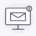 Ilustración de un monitor con un sobre y un símbolo de aviso.